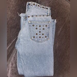GRLFRND Blue studded jeans